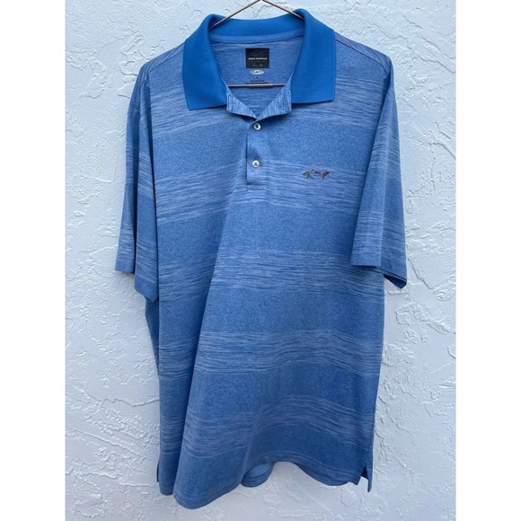 Greg Norman Play Dry Mens Short Sleeve Collared Golf Polo Shirt Navy Blue Sz L - Picture 1 of 7